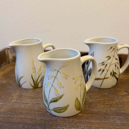 Set Jarritos y Plato Hierbas Pintado a Mano