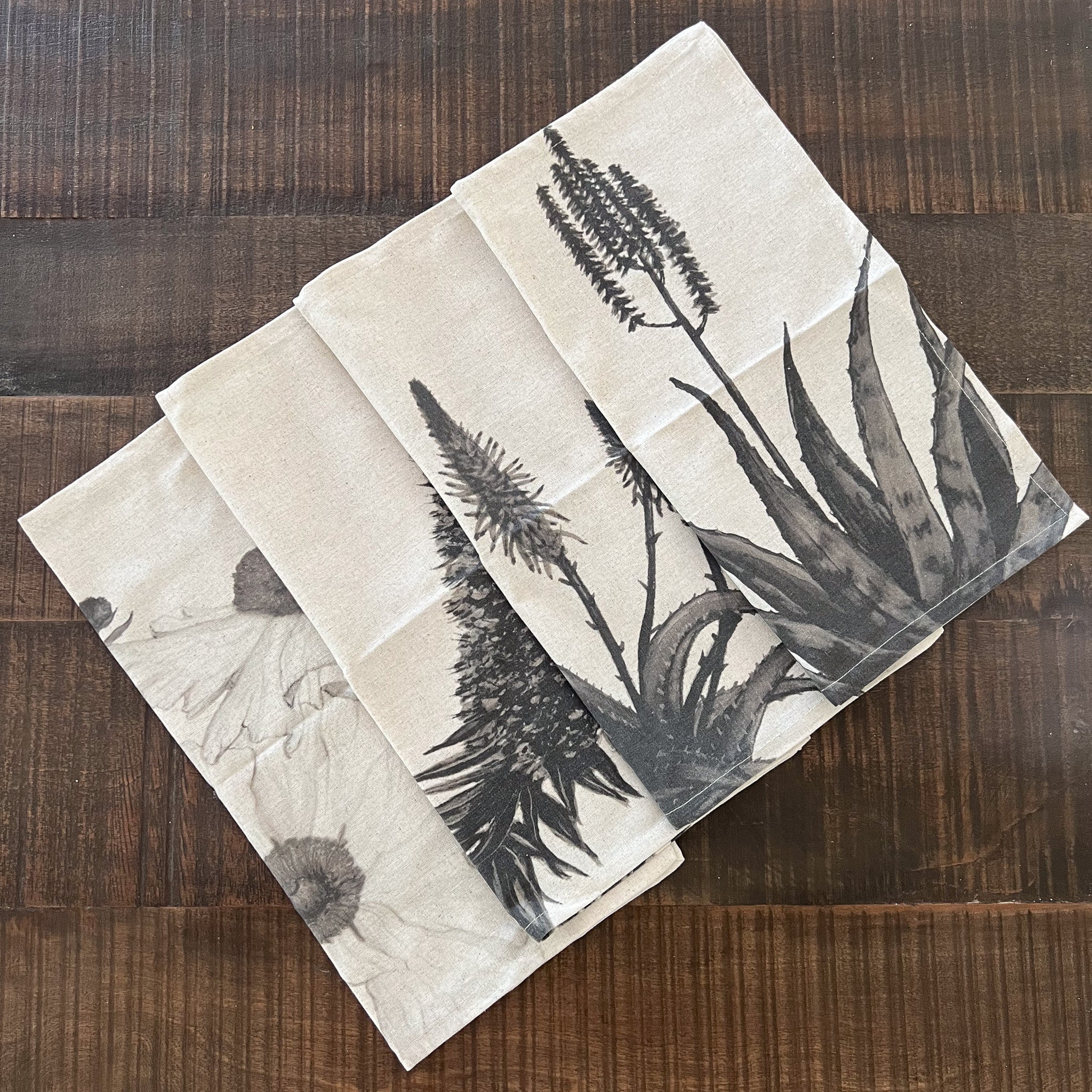 Set Servilletas Botanica Crudo Negro