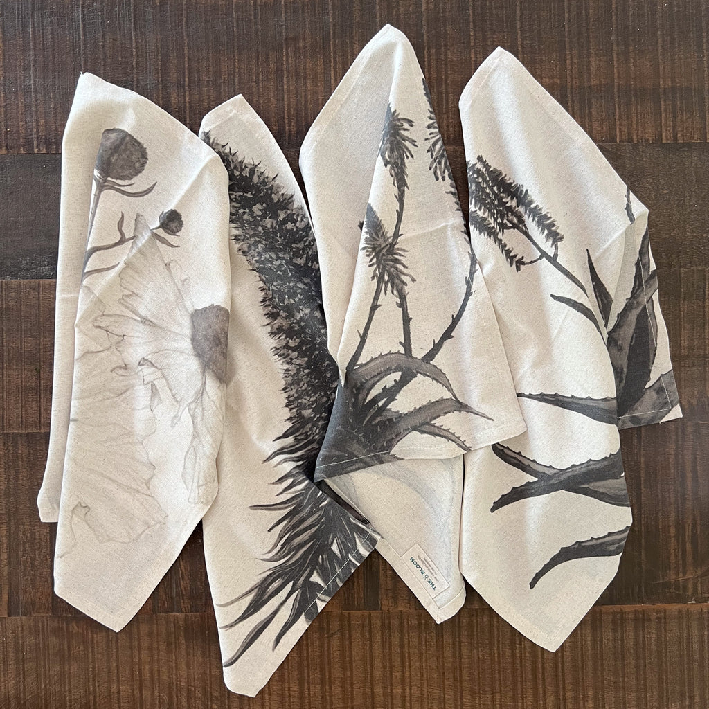 Set Servilletas Botanica Crudo Negro