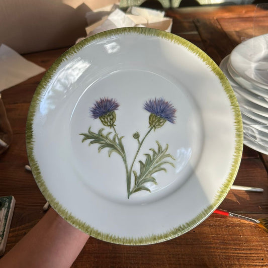 Plato Cardo Pintado a Mano 20cm